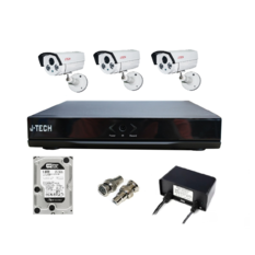  Bán Bộ camera IP J-Tech 5600 (3 camera + 1 đầu ghi 4CH + 1 HDD 500Gb)  hàng mới về 